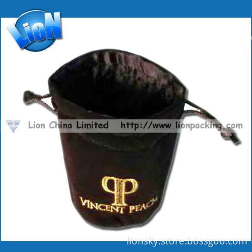 Embroidery Upscale Round Bottom Satin Lining Velvet Pouch Bag (E-002)